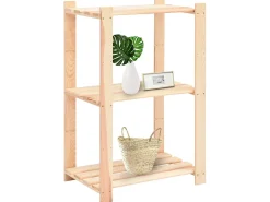 Clearance 3 unidades arrumação 3 prateleiras 60x38x90cm pinho 150 kg PT722575 Bege
