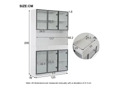 Vitrina*Merax 2 Vitrines altas modernas de vidro - 120 x 36 x 200 cm - com LEDs + 6 portas - para coleções/quarto - aglomerado - Branco