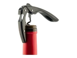 Sale Abridor de vinho de alavanca dupla high tech com engrenagem anti-desgaste e espiral de teflon Preto