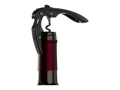 Sale Abridor de vinho de alavanca dupla high tech com engrenagem anti-desgaste e espiral de teflon Preto