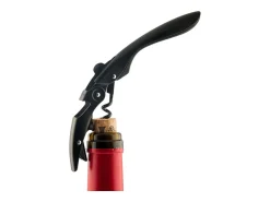 Sale Abridor de vinho de alavanca dupla high tech com engrenagem anti-desgaste e espiral de teflon Preto