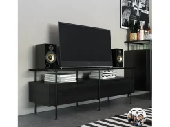 Móvel De Tv*Dorel Home Alandra : Móvel inferior com 2 portas em carvalho / branco Preto