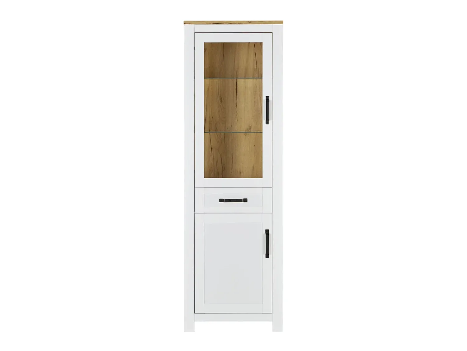 Outlet Aparador alto 64x199,5x41 cm carvalho branco Castanho / Branco