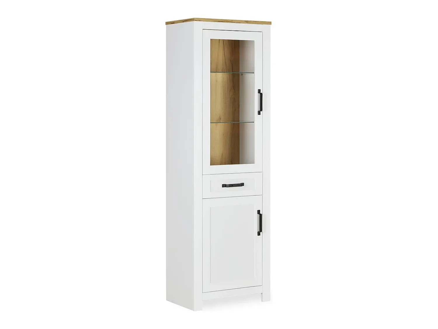 Outlet Aparador alto 64x199,5x41 cm carvalho branco Castanho / Branco
