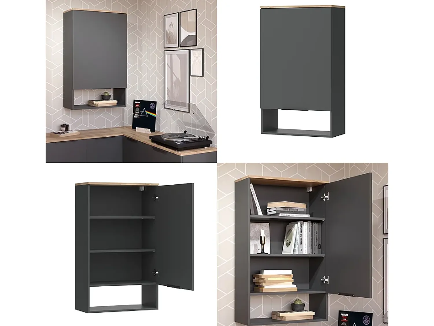 Prateleira|Vicco Aparador antracite 60x30x100 wido Cinza antracite