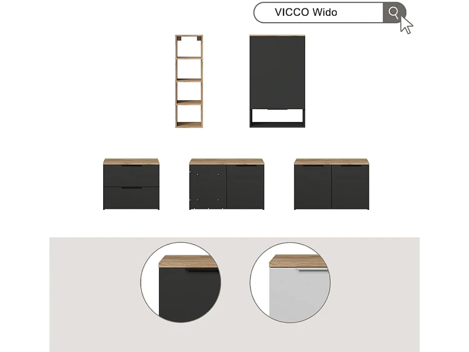 Prateleira|Vicco Aparador antracite 60x30x100 wido Cinza antracite