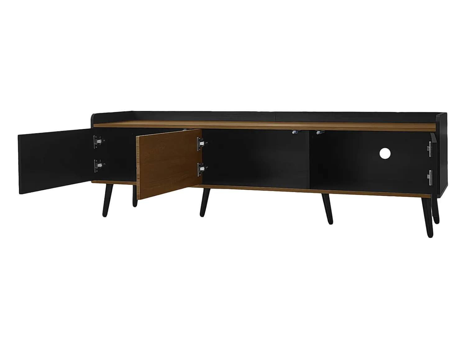 Móvel De Tv| Aparador baixo de 3 portas com prateleira, 160 cm de altura, para TV, moderno, ideal para sala de estar, na cor preta. Preto