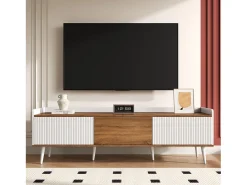 Aparador baixo de 3 portas com prateleira, 160 cm de altura, para TV, moderno, ideal para sala de estar, na cor branca.^ Móvel De Tv