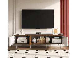 Aparador baixo de 3 portas com prateleira, 160 cm de altura, para TV, moderno, ideal para sala de estar, na cor branca.^ Móvel De Tv