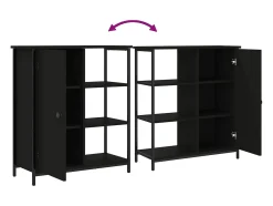 Banco|Mobikasa Aparador cômoda armário armário organizador cozinha sala sala 70 x 30 x 80 cm madeira trabalhada preta 02_0036092 Preto