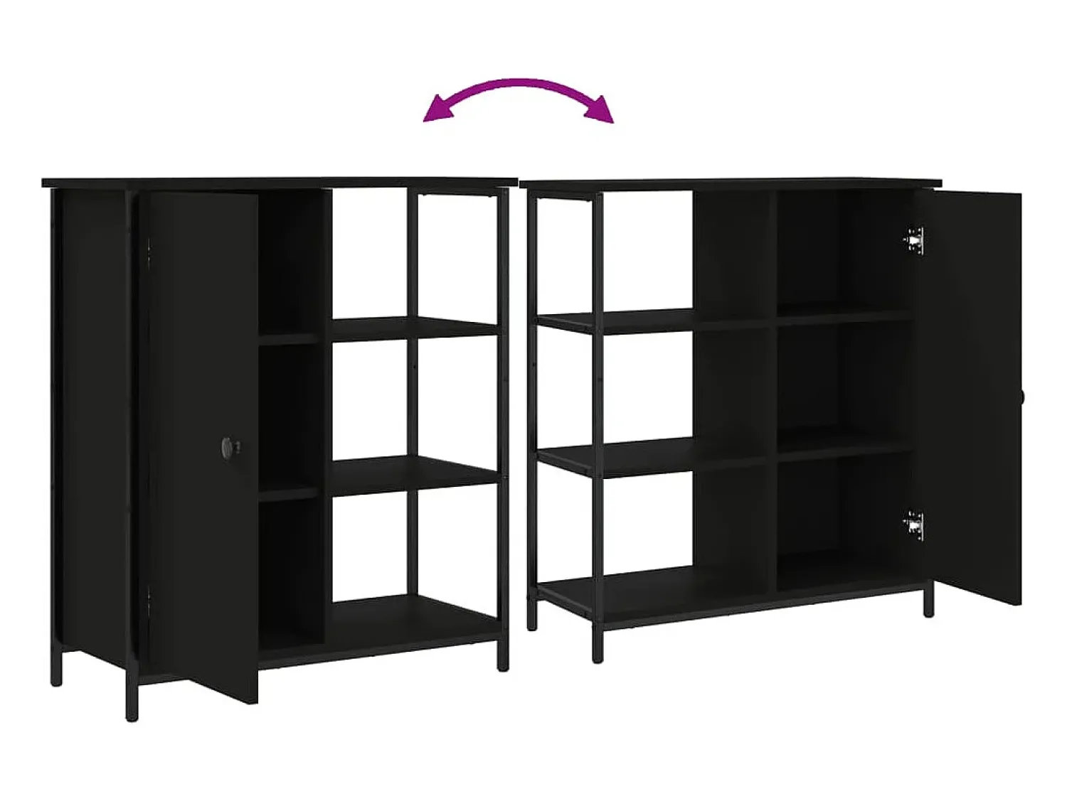 Banco|Mobikasa Aparador cômoda armário armário organizador cozinha sala sala 70 x 30 x 80 cm madeira trabalhada preta 02_0036092 Preto