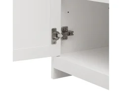 Vitrina| Aparador com acabamento em madeira branca, armário de cozinha com bancada, 160 x 37 x 75 cm, Branco