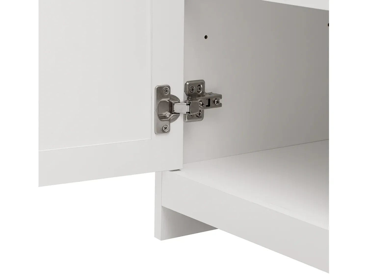 Vitrina| Aparador com acabamento em madeira branca, armário de cozinha com bancada, 160 x 37 x 75 cm, Branco
