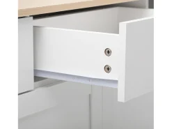 Vitrina| Aparador com acabamento em madeira branca, armário de cozinha com bancada, 160 x 37 x 75 cm, Branco