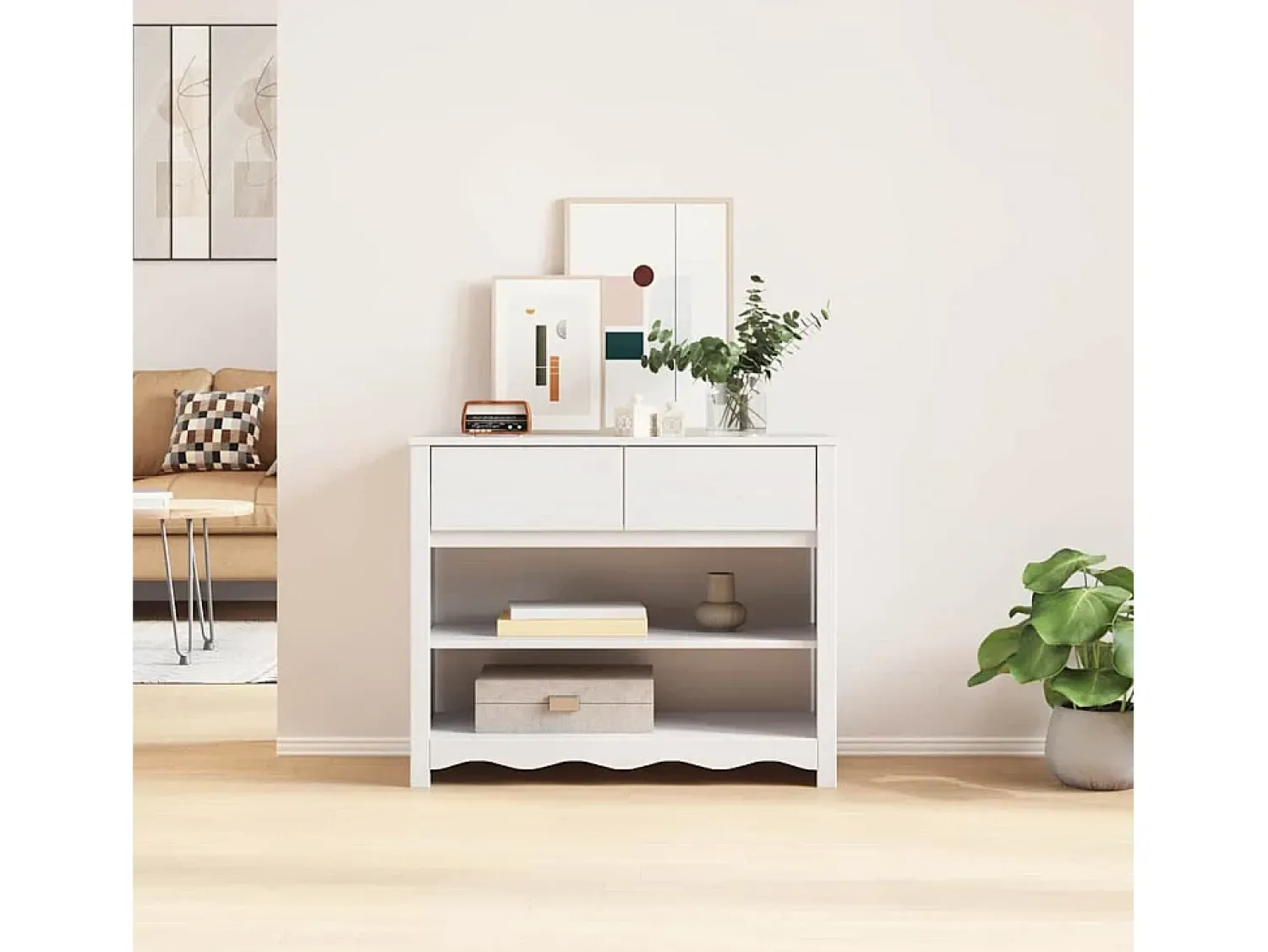 Consola*vidaxl Aparador com gaveta Drammen 89,5 x 37 x 73 cm Branco