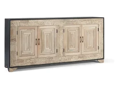 Outlet Giner y colomer Aparador com quatro portas e detalhes esculpidos à mão 195cm Branco