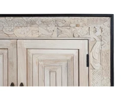 Outlet Giner y colomer Aparador com quatro portas e detalhes esculpidos à mão 195cm Branco