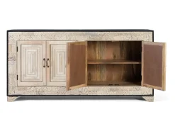 Outlet Giner y colomer Aparador com quatro portas e detalhes esculpidos à mão 195cm Branco