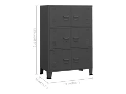 Acessórios De Arrumação|vidaxl Aparador de arrumação industrial 75x40x115 cm metal antracite Cinza antracite