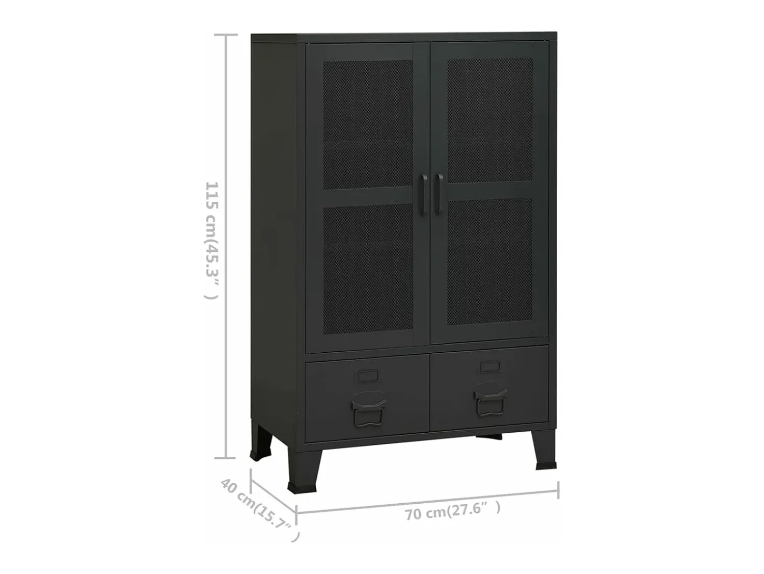Acessórios De Arrumação|vidaxl Aparador de arrumação industrial 70x40x115 cm metal Preto