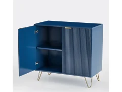 Vitrina* Aparador de cozinha com 2 portas e 2 prateleiras, para cozinha, sala de jantar e sala de estar, , 80x40x78 cm Azul