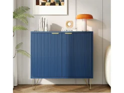 Aparador de Duas Portas em Azul Marinho com Pés Dourados – Design Moderno e Elegante^ Consola