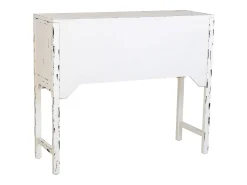 Consola* Aparador de entrada em madeira laqueada branca envelhecida com 4 gavetas e 4 portas. Branco