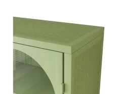 Best Aparador de parede com 2 portas de vidro curvas - Para cozinha e banheiro - - 70 × 23 × 60 cm Verde