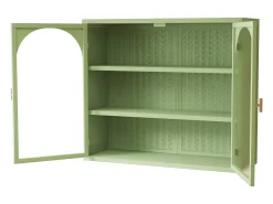 Best Aparador de parede com 2 portas de vidro curvas - Para cozinha e banheiro - - 70 × 23 × 60 cm Verde