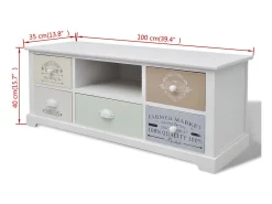 Best Mobikasa Aparador de TV prático e de design francês em madeira compensada branca 2502188 Branco