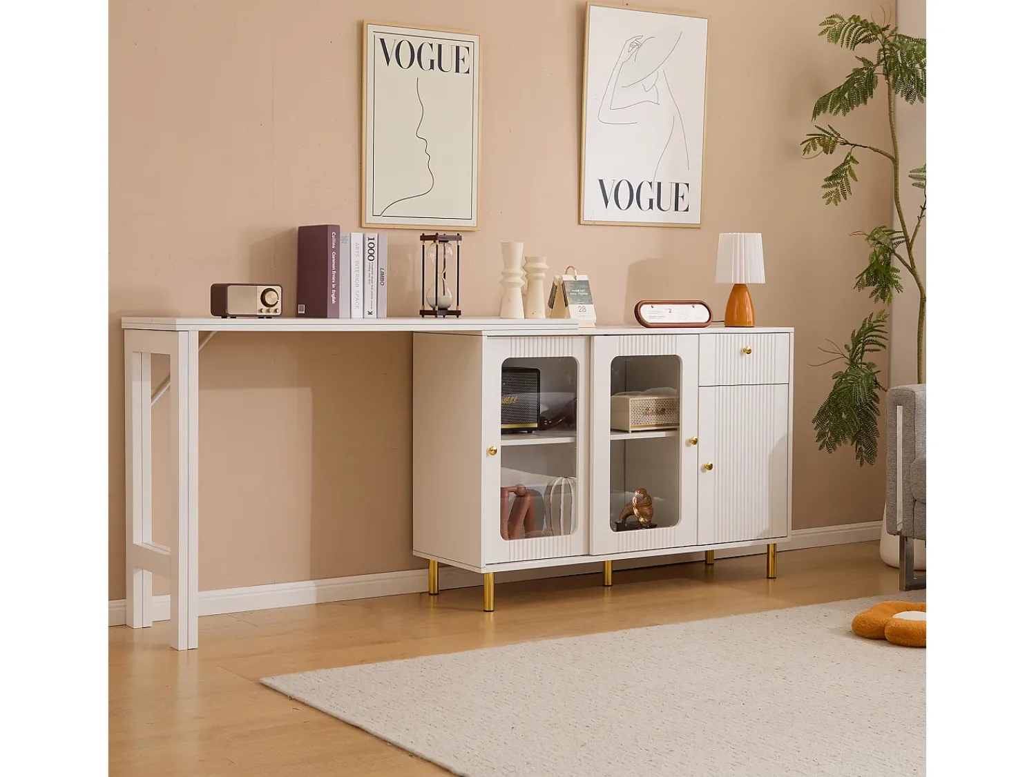 ModernLuxe Aparador moderno com tampo giratório retrátil - arrumação diversa - MDF -^ Móvel De Bar