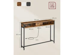 Consola* Aparador 25x120x81 cm castanho e preto Preto / Castanho