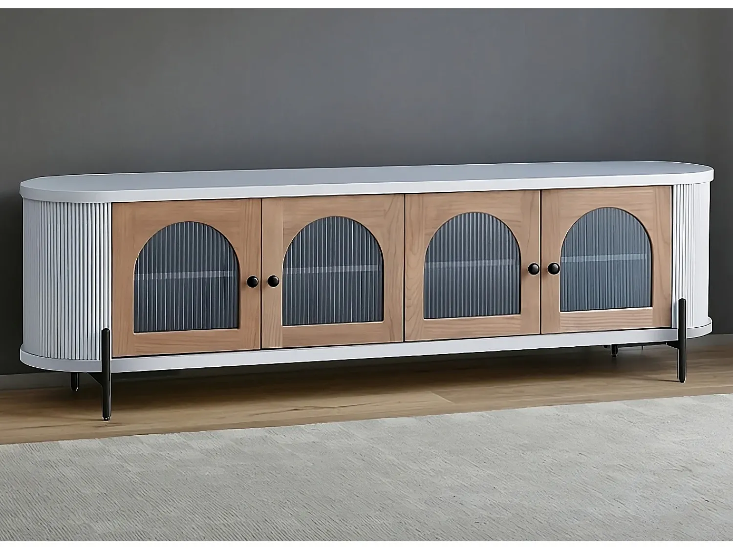 Móvel De Tv| Aparador 200x60x40 cm cinza stilig st382 Cinzento / Castanho