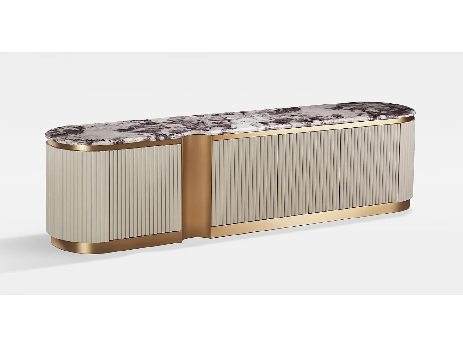 Móvel De Tv* Aparador 200x50x40 cm creme claro stilig st916b Creme / Dourado