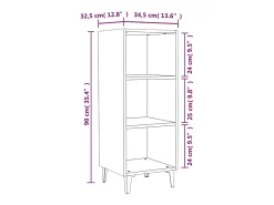 Prateleira*vidaxl Aparador 34,5x32,5x90 cm derivados de madeira brilhante Branco