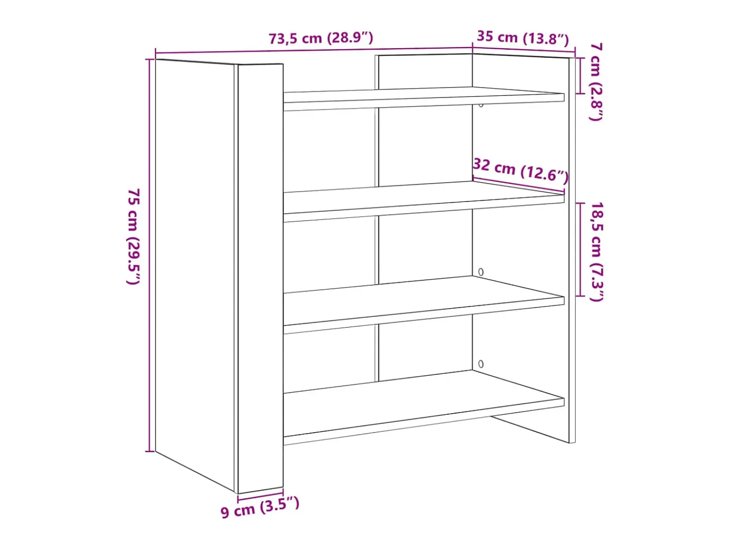 Prateleira|vidaxl Aparador 73,5x35x75 cm derivados de madeira sonoma Cinzento
