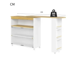 ModernLuxe Aparador、Armário bar giratório e retrátil com LED - compartimentos e prateleira para temperos -^ Móvel De Bar