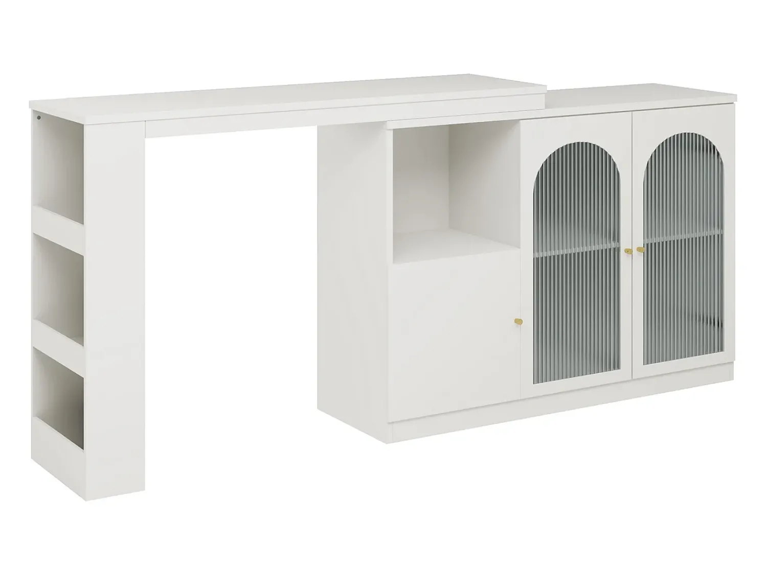 Sale ModernLuxe Aparador、Armário bar giratório em MDF - grande espaço de arrumação - estilo contemporâneo - Branco