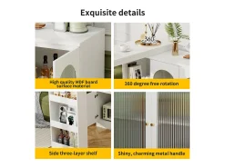 Sale ModernLuxe Aparador、Armário bar giratório em MDF - grande espaço de arrumação - estilo contemporâneo - Branco