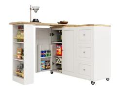 Móvel De Bar*ModernLuxe Aparador、Móvel bar giratório - MDF - 3 gavetas e 2 portas - Branco
