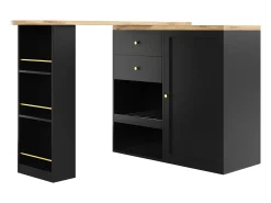 Móvel De Bar|ModernLuxe Aparador、Móvel bar giratório e retrátil - 2 gavetas e 6 compartimentos - Preto