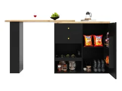 Móvel De Bar|ModernLuxe Aparador、Móvel bar giratório e retrátil - 2 gavetas e 6 compartimentos - Preto