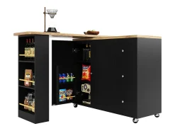 Móvel De Bar*ModernLuxe Aparador、Móvel bar giratório - MDF - 3 gavetas e 2 portas - Preto