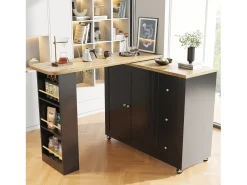 Móvel De Bar*ModernLuxe Aparador、Móvel bar giratório - MDF - 3 gavetas e 2 portas - Preto