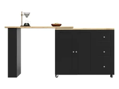Móvel De Bar*ModernLuxe Aparador、Móvel bar giratório - MDF - 3 gavetas e 2 portas - Preto