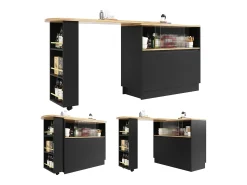 Móvel De Bar|ModernLuxe Aparador、Móvel de bar giratório e retrátil em MDF - amplo espaço de arrumação - estilo contemporâneo - Preto
