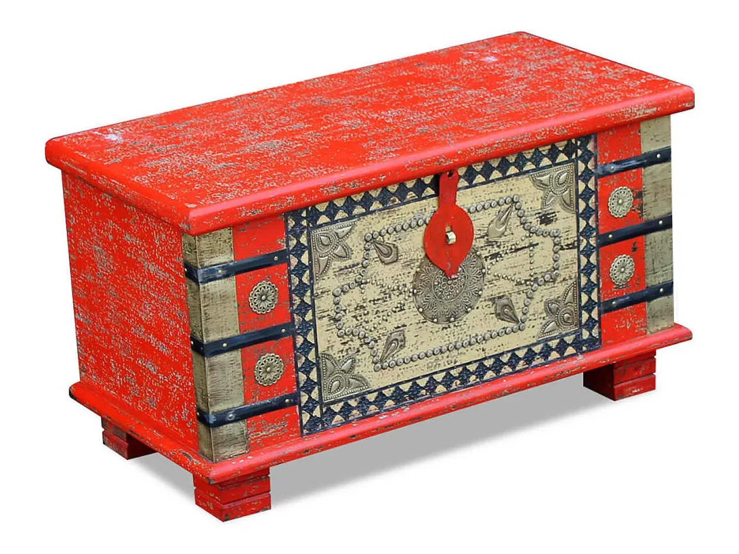 Acessórios De Arrumação|vidaxl Arca arrumos madeira de mangueira 80x40x45 cm Vermelho