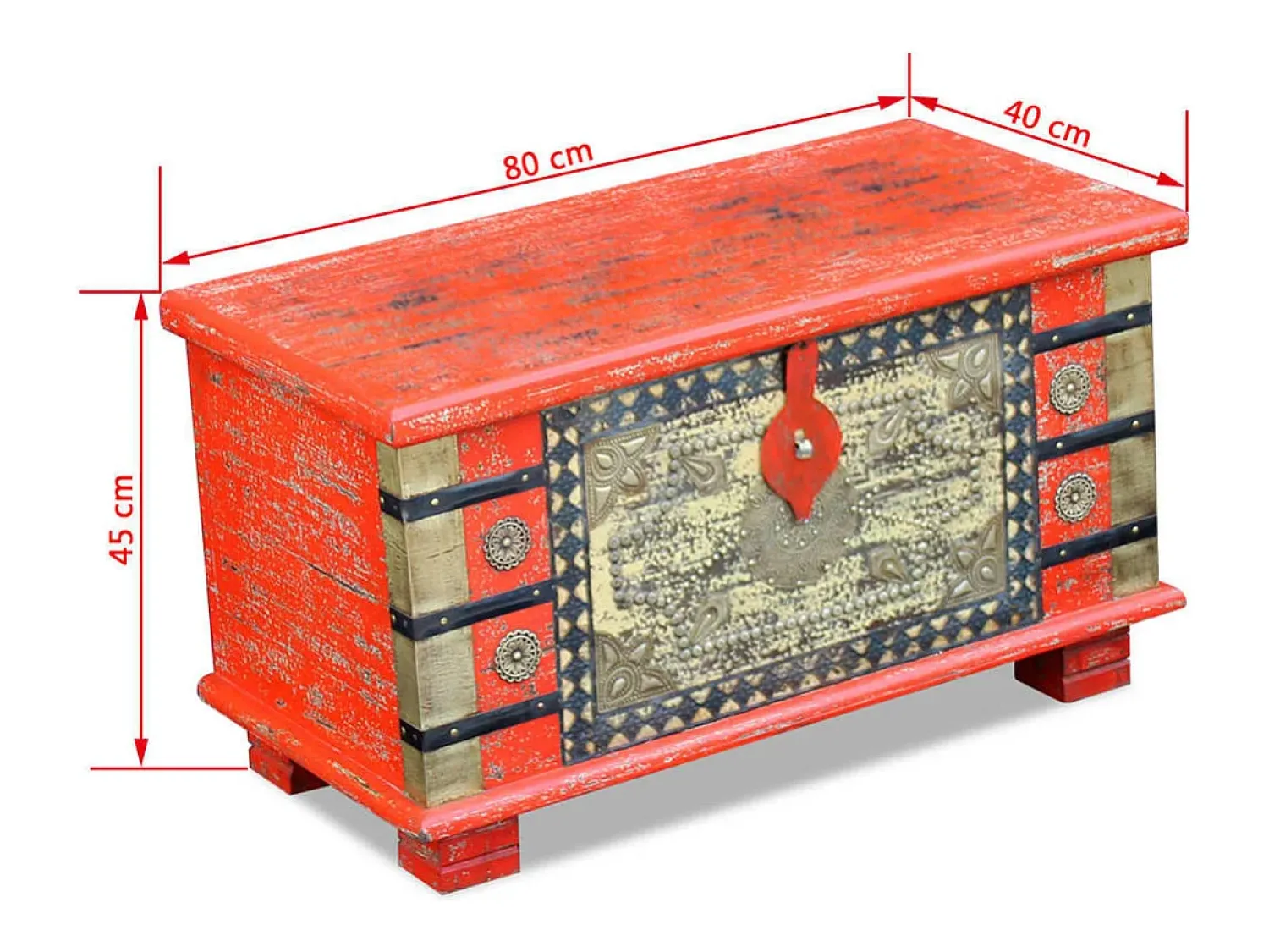 Acessórios De Arrumação|vidaxl Arca arrumos madeira de mangueira 80x40x45 cm Vermelho