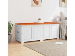 Discount Arca de arrumação c/ tampa acácia maciça castanho e PT694216 Branco