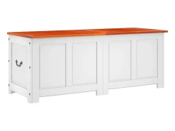 Discount Arca de arrumação c/ tampa acácia maciça castanho e PT694216 Branco
